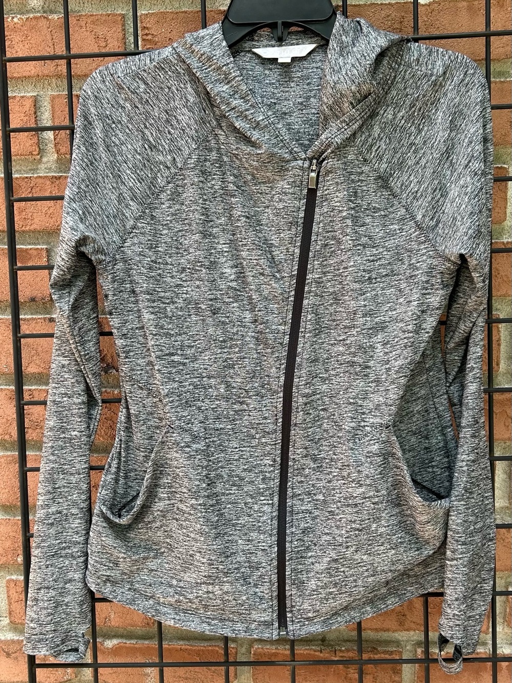 Athleta Heathered Gray Asymmetrical Zipper